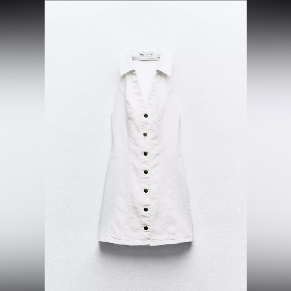 Zara Denim Ivory Sleeveless Dress